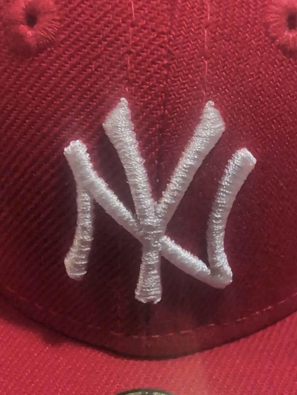 New Era 59fifty NY Yankees Red With Stitched White NY Mini Hat Size 41/4